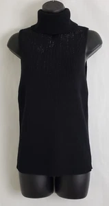 Suéter sin mangas White House Black Market para mujer talla L negro acanalado nuevo con etiquetas - Imagen 1 de 17