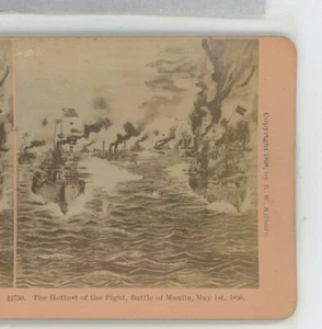 Hottest of Fight Battle of Manila 1898 Kilburn Stereoview - Picture 1 of 2