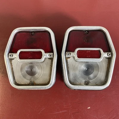 1962 1963 1964 CHEVROLET CHEVY II NOVA TAIL LIGHT PAIR W/ BRACKETS ORIGINALS - Image 1 of 4