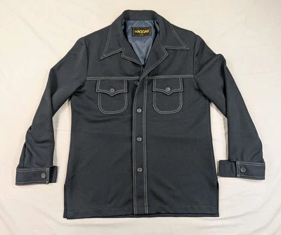 Vintage 70s Haggar Leisure Jacket Adult 40 Navy Button Up - Image 1 of 4