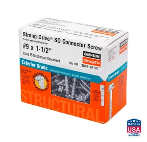 Corbata fuerte Simpson #9 x 1-1/2 pulg. Unidad 1/4 hexagonal, tornillo conector SD - 2 CAJAS - Imagen 1 de 2