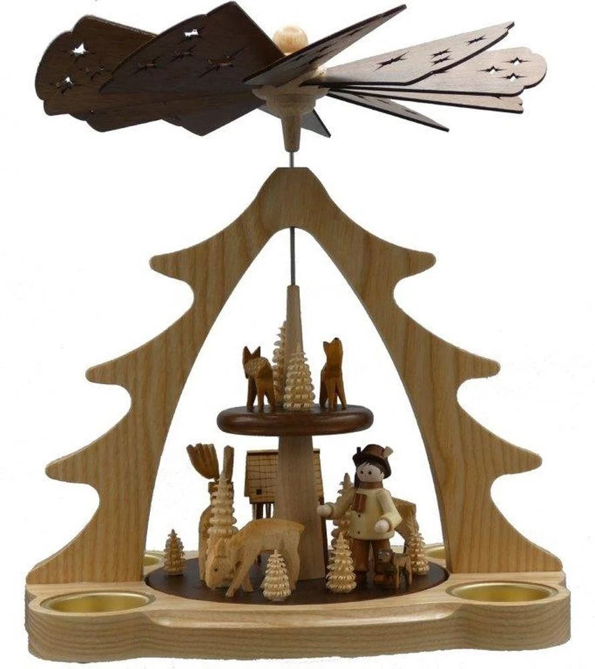 Pirámide de Navidad Bosque con Ciervo EN Tealights Naturales H 11 pulgadas Escena de Caza Foto 1 de 1