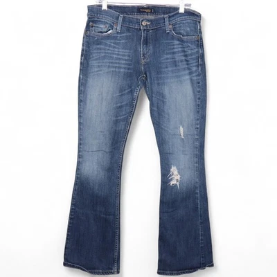 Levis 524 Too Superlow Bootcut Jeans Distressed Dark Wash Denim Womens Size 13 - Image 1 of 4