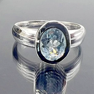 TOPMK-SCHMUCK RING, GR. 55 (17,5mm Ø), 925/-SILBER, RHODINIERT, AQUAMARIN - Bild 1 von 4