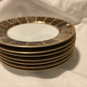Fitz & Floyd Shinmonzen Black (7). SALAD PLATES 449 - Picture 1 of 5