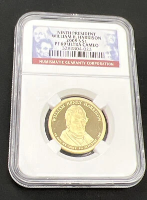 2009-S Proof William H Harrison Ninth Presidential Dollar NGC PF69 Ultra Cameo - Image 1 of 4