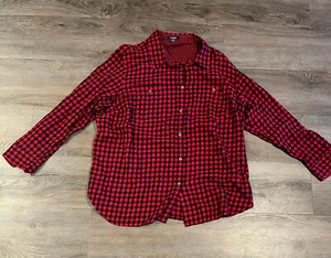 Chaps Women Flannel Plaid Long Sleeve Pockets Button-Up Shirt Red Size 2XL - Picture 1 of 3