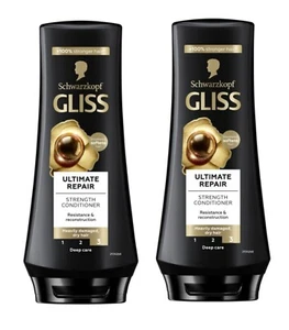 2 x Schwarzkopf Gliss ULTIMATE REPAIR Conditioner For Damaged Dry Hair 200 ML - Picture 1 of 6