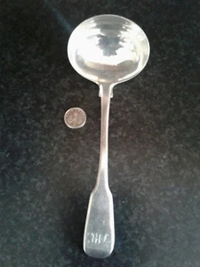 GOOD ANTIQUE STERLING SILVER, FIDDLE PATTERN SAUCE LADLE  LONDON 1829 - Picture 1 of 7