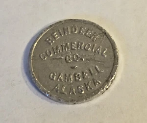 Vintage Riendeer Commercial Co Gambell Alaska Aluminum Good For Token #1434 - Picture 1 of 2