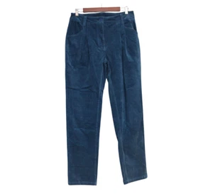 Nuevo con etiquetas Pantalones de Pana Alison Sheri Pequeños Plisados Pierna Recta Academia Preppy Azul - Imagen 1 de 13