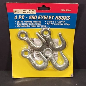 Central Forge 4 PC #60 Eyelet Hooks For 1/2 Chain Drop Forged 397lb Capacity NOS - Imagen 1 de 7