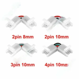 2/3/4 Pin LED Connector 8/10mm Adjustable Right Angle L-Shape Corner Connector - Picture 1 of 14