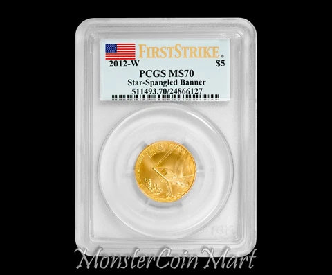 2012-W $5 Gold Star Spangled Banner PCGS MS70 FIRST STRIKE Cover