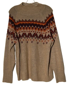 Beach Lunch Lounge braun Fair Isle Damenpullover Pullover mit Stehkragen Größe L neu mit Etikett - Bild 1 von 9