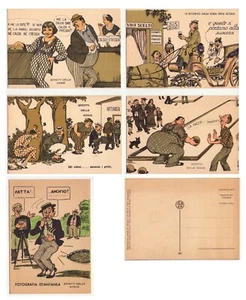 Lotto 5 cartoline umoristiche anni '30 EFFETTI delle ACQUE delle TERME - IGA - Foto 1 di 1
