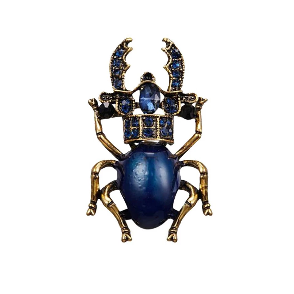 Broche Scarabée bleu intense d'Agamemnon - Strass et émaillée - Bleu -  - Insect - Photo 1/1