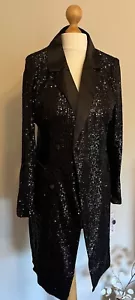 Nanette Lepore Long Black Sequin Jacket Size 10 - Picture 1 of 8