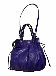 BOTKIER Soft Leather Satchel Shoulder Bag Purple Purse Pockets EUC