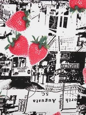 Brushed Jersey Floral Knit Fabric Strawberry Geography Dress  By the Yard    - Image 1 of 3