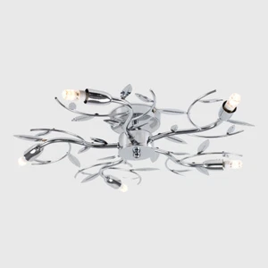 Chrome Ceiling Light Fitting Lamp Flush Living Room Bedroom Lighting LED Bulbs - Picture 1 of 9