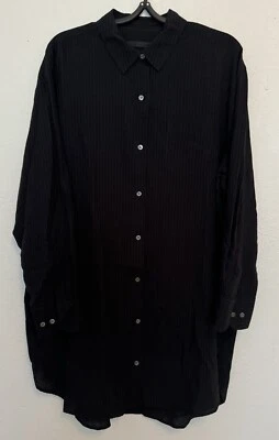 Jenni Kayne Button Beach Shirt Xl Blk Stripe Long Sleeve Minimalist Comfort — 第 1/4 张图片