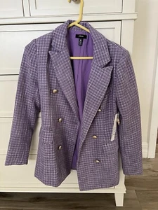 Bloomingdale’s Aqua Exclusive Tweed Cutaway Blazer Lavender XS - New - Picture 1 of 3