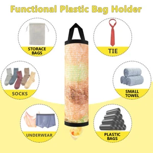 Grocery Bag Holder Shopping Plastic Bags Dispenser Wall Mount Hanging Storage - Picture 1 of 9