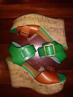 MOSSIMO Women's Multi Color Leather Espadrille CORK Platform Wedge Sandals 6.5M - Image 1 of 4