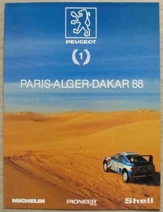 PEUGEOT 205/405 TURBO 16 PARIS-ALGER-DAKAR 88 RALLY Poster/Brochure 1988 - Picture 1 of 3