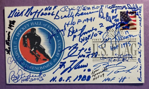 SIGNED HOCKEY HALL OF FAME (18 SIGS) FDC AUTOGRAPHED FIRST DAY COVER 