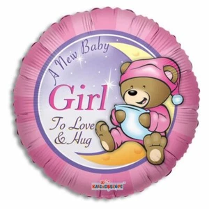 A New Baby Girl Teddy Bear Pink Foil Balloon - Baby Shower Party Supplies - Picture 1 of 1