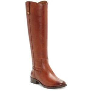 INC Women’s Fawne Round Toe Block Heel Zip-up Leather Riding Boot Cognac 9.5 W W - Picture 1 of 6