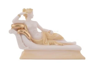 Statue Paolina Borghese Bonaparte Alabaster 5.51" - 14cm Nude Cast Marble - Picture 1 of 7