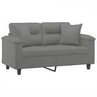 3-Seater Sofa with Pillows Couch Settee Dark Gray Microfiber Fabric vidaXL