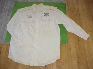 Vtg True 80s Novelty Patch Natural Cotton LS Shirt by "Belos" oversize M/large/L - Picture 1 of 5