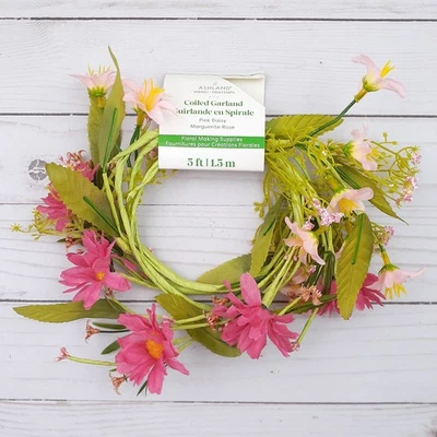 Coiled Garland Pink Daisy 5 ft  Faux Flowers Floral Making Supplies - Image 1 of 2