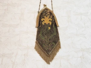 Cartera antigua Art Deco de 1920 esmalte malla Beadlite Whiting y Davis - Imagen 1 de 11