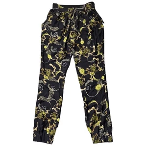 Altuzarra Pants Womens 36 Black Green Yellow Silk Elastic Waist Tapered Italy - Picture 1 of 18