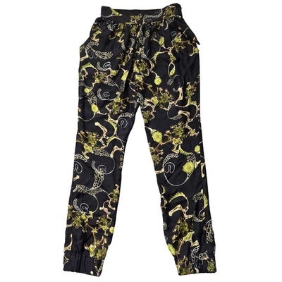 Altuzarra Pants Womens 36 Black Green Yellow Silk Elastic Waist Tapered Italy - Image 1 of 4