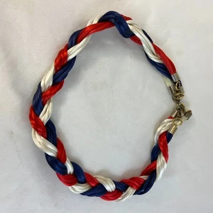 #8214 RED WHITE AND BLUE BRAIDED SATIN ROPE NECKLACE 20 IN - Picture 1 of 5