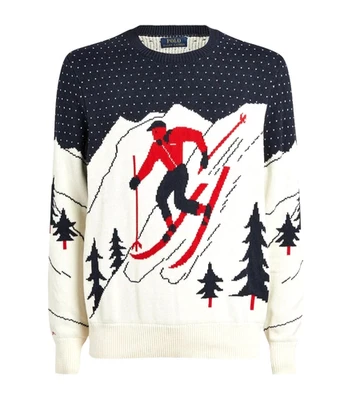 Polo Ralph Lauren альпийский лыжник 100% хлопок синий белый красный логотип свитер XL $248 - Изображение 1 из 4