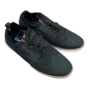 Joomra Mens size 10 Black Dress Loafer Sneaker Mesh Lace Up Breathable Stretch - Picture 1 of 8