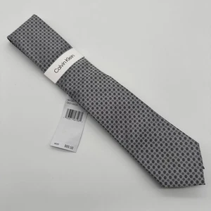 Calvin Klein Silver Mini Bullseye Silk Blend Neck Tie 57 X 3 NEW - Picture 1 of 6