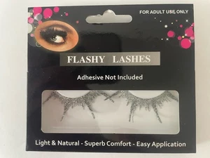 🕷️FLASHY LASHES LONG SILVER GLITTER SPIDER FALSE EYELASHES HALLOWEEN COSTUME - Picture 1 of 2
