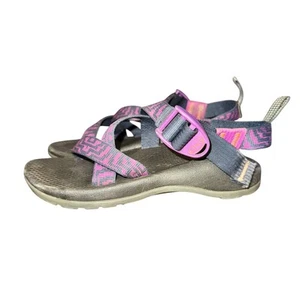 Chaco Z1 Eco Tread Sandal Youth Kids Size 1 Pink Blue Geometric Print Adjustable - Picture 1 of 7
