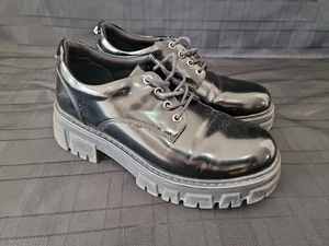 Black Oxford Chunky Platform Shoes Lace Up UK Size 5, EU 38 - Picture 1 of 9