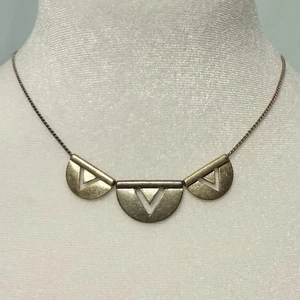 VTG Y2k Necklace Antiqued Silver Tone Cutaway Half Moons Punk core 17" Aero Deco - Picture 1 of 5