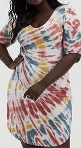 Torrid Super Soft Multicolor Tie Dye Short Sleeve T Shirt Dress Size 1 - Picture 1 of 12