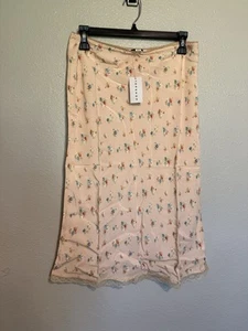 Topshop Vintage Lace Micro Floral 90s Slip Pink Ditsy Bias Skirt Womens Size 6 - Picture 1 of 12